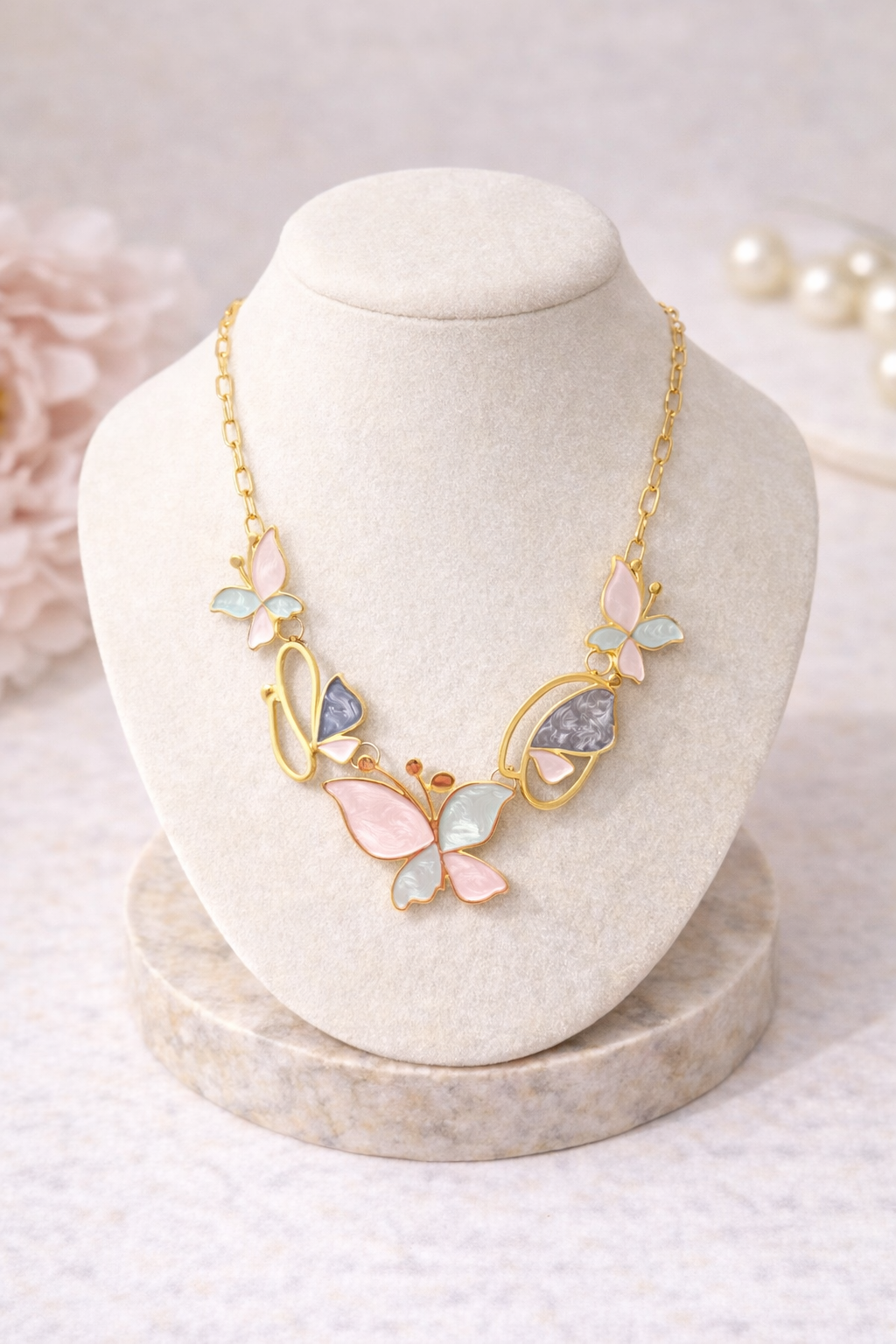 Collier Papillon Pastel