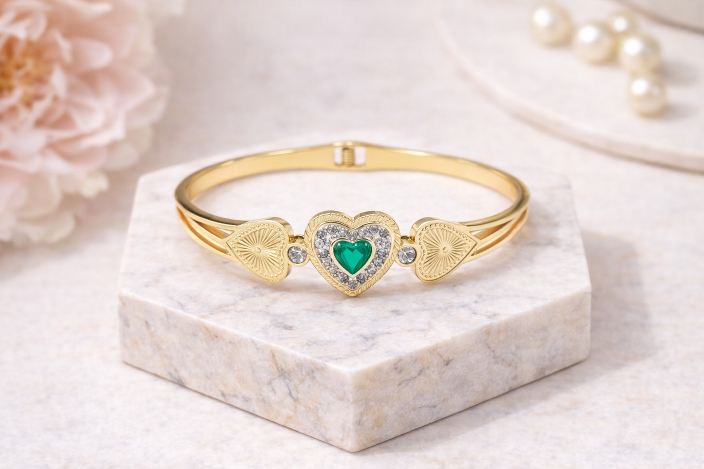 Jonc Coeur Émeraude Royal